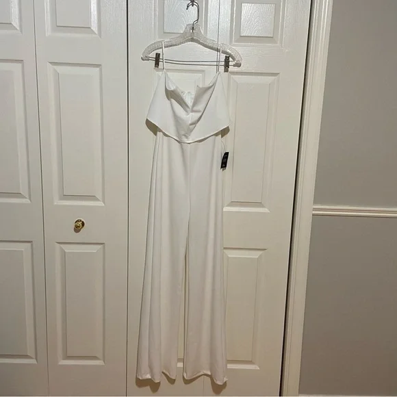 Lulus NWT Power of Love White Strapless Wide Leg Jumpsuit Small - Picture 5 of 12